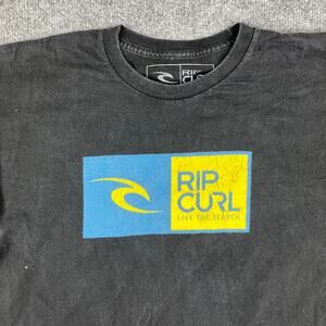 Rip Curl T-Shirt Mens Large Black Graphic Surf Skateboard Short Sleeve Tee